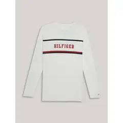 TOMMY HILFIGER - Polera De Niño Con Logo Estampado Blanco Tommy Hilfiger_.