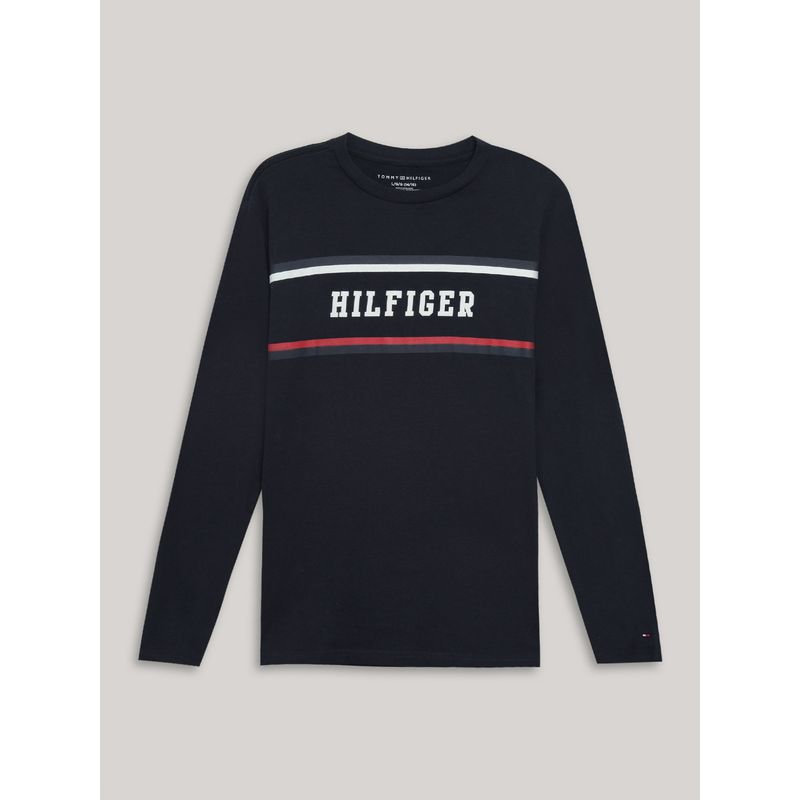 TOMMY HILFIGER - Polera De Niño Con Logo Estampado Azul Tommy Hilfiger