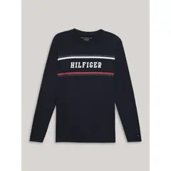 TOMMY HILFIGER - Polera De Niño Con Logo Estampado Azul