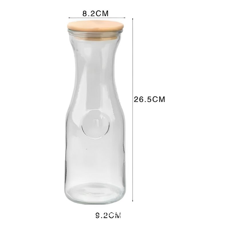 GENERICO - Botella de Vidrio Tapa Bambu 1 Litro