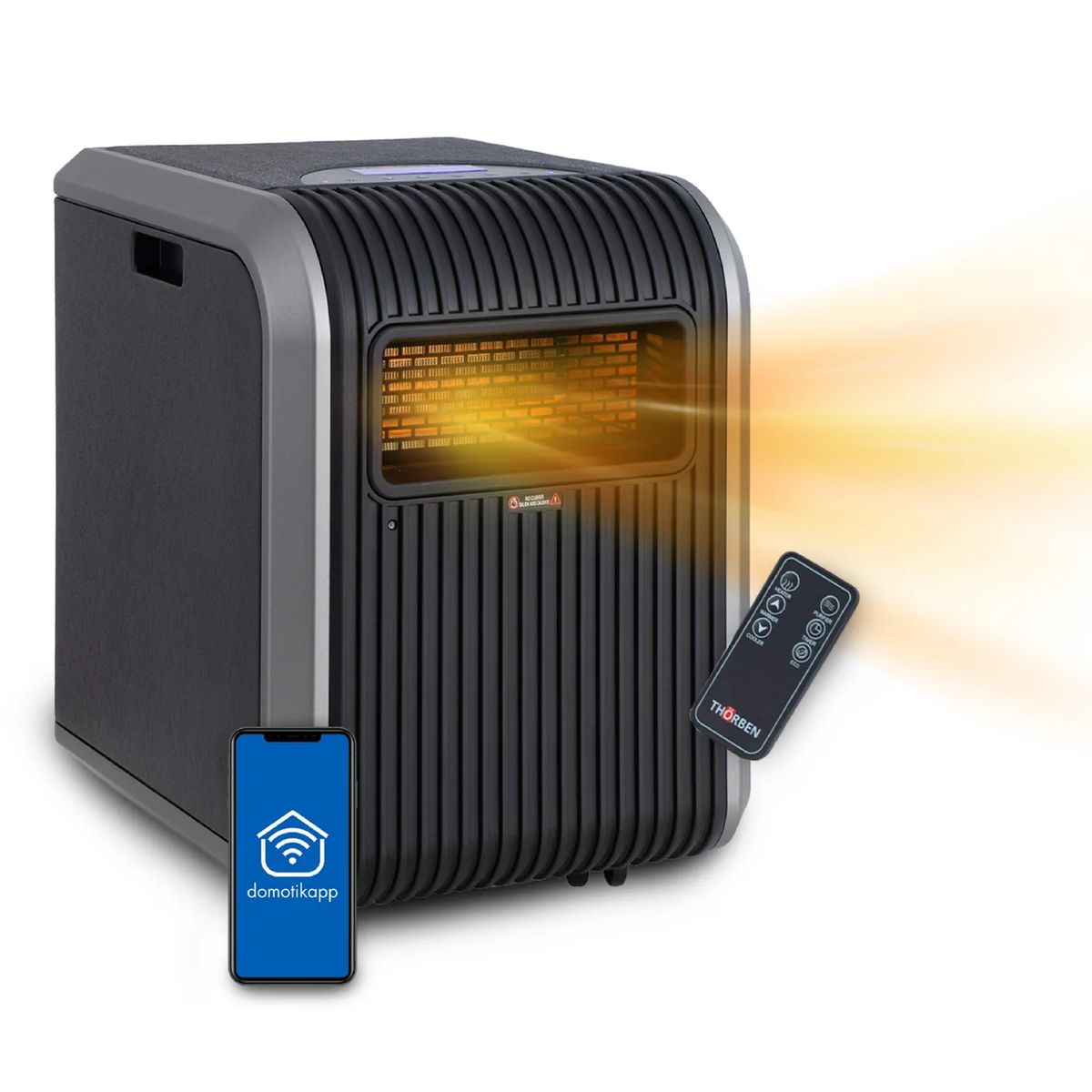 THORBEN - Estufa Infrarroja Calefactor Bajo Consumo Thorben 1500 Wifi 3 en1 50m2