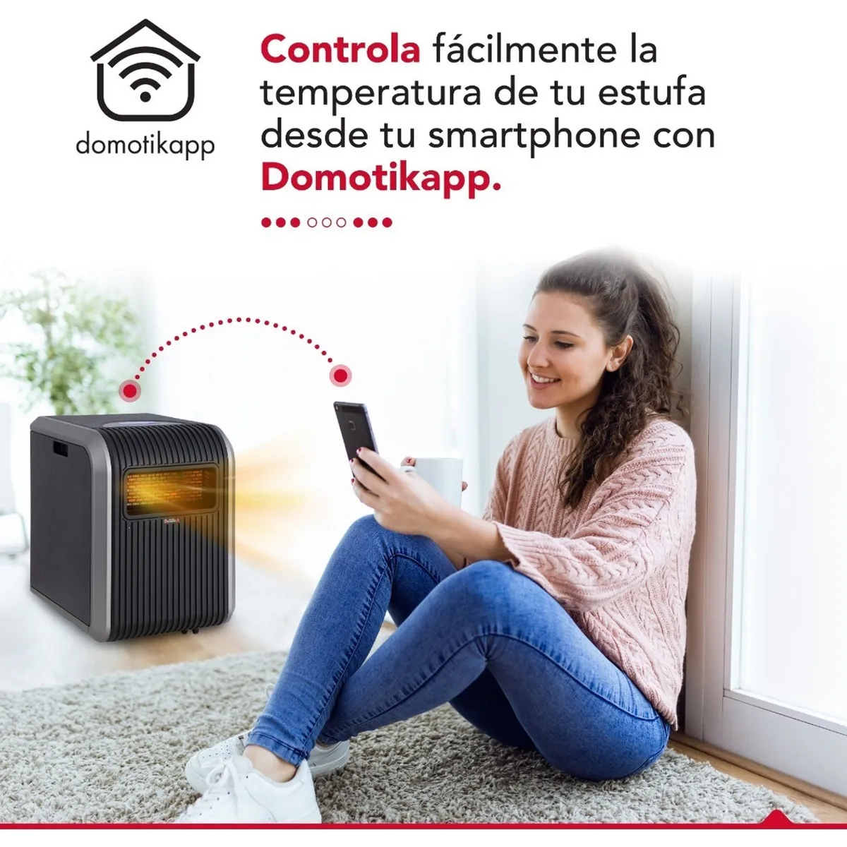 THORBEN - Estufa Infrarroja Calefactor Bajo Consumo Thorben 1500 Wifi 3 en1 50m2