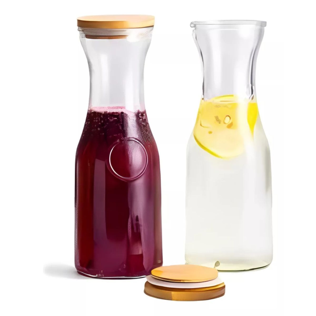 GENERICO - Botella de Vidrio Tapa Bambu 500 ML