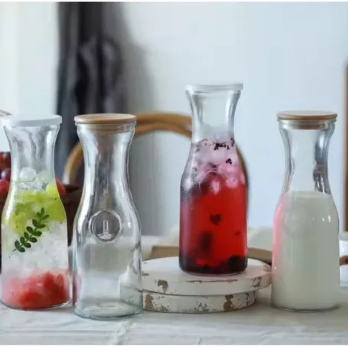 GENERICO - Botella de Vidrio Tapa Bambu 500 ML