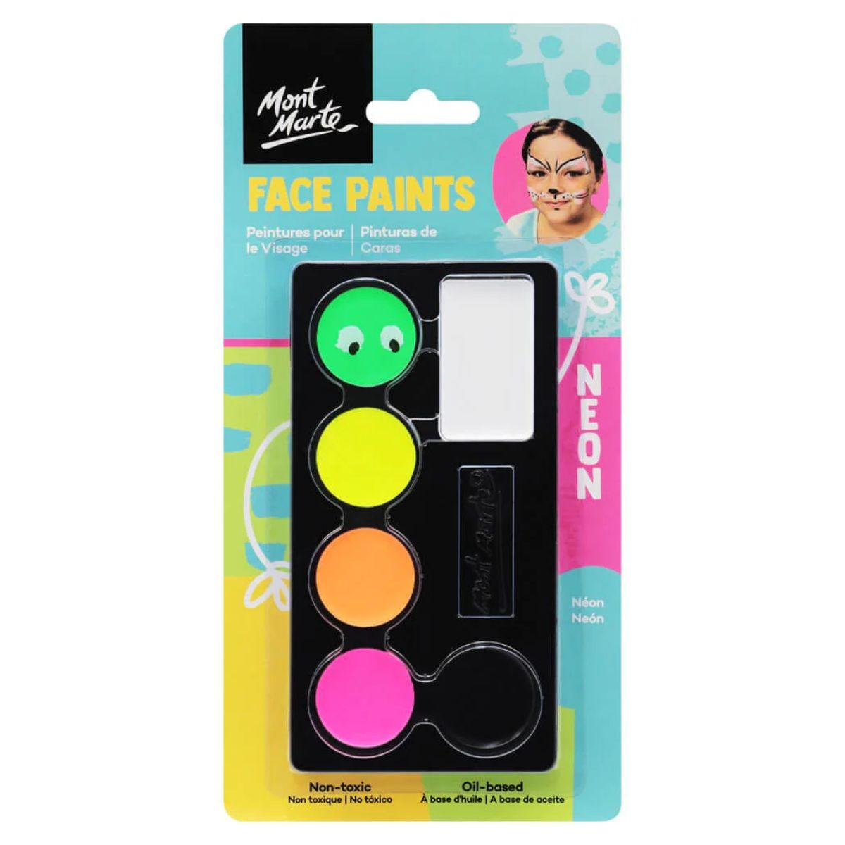 MONT MARTE - Pack Pintacaritas 6 Colores Neon Mont Marte