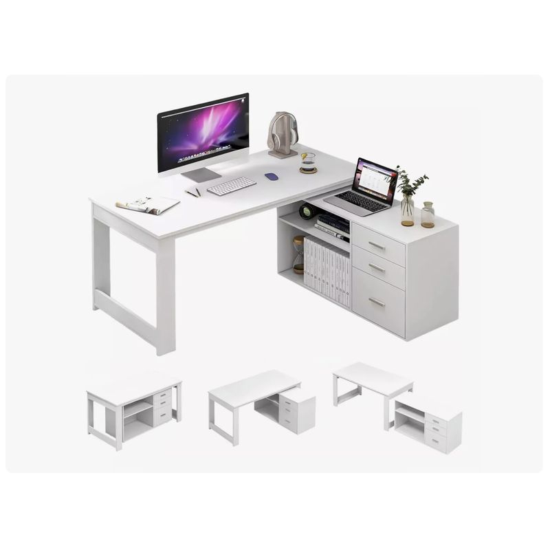 HOMER DESIGN - Escritorio Multifuncional Con Archivero Transformable 140cm