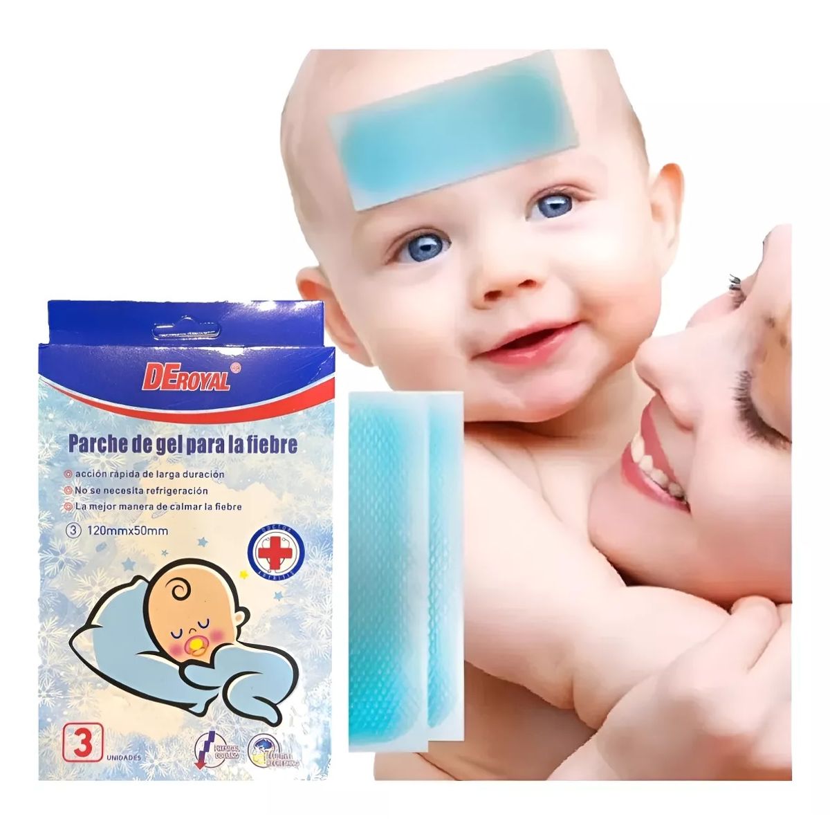 GENERICO - Parches De Gel Para Fiebre Bebes Niños Adulto 3 Unidades
