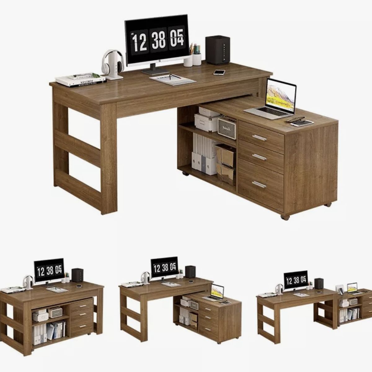 HOMER DESIGN - Escritorio Multifuncional Con Archivero Transformable 140cm-