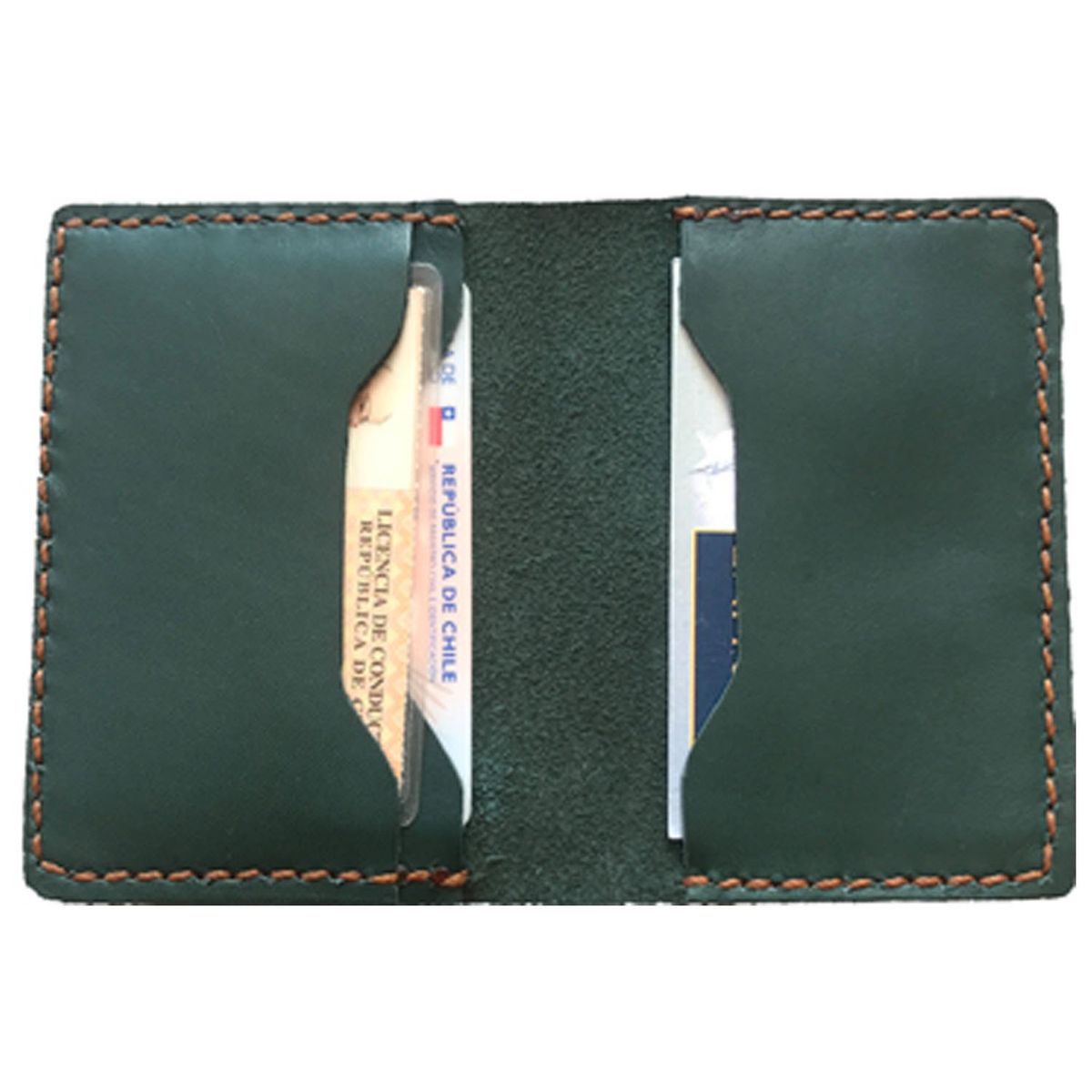 RIDERLINE - TARJETERO BILLETERA , SIENA,  VERDE,CUERO  RIDERLINE