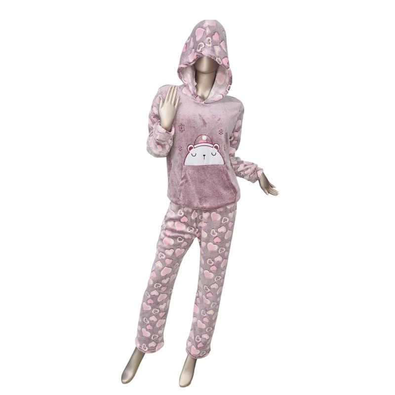 MEDIA LUNA - Pijama Mujer Polar de Invierno Diseño Pandita