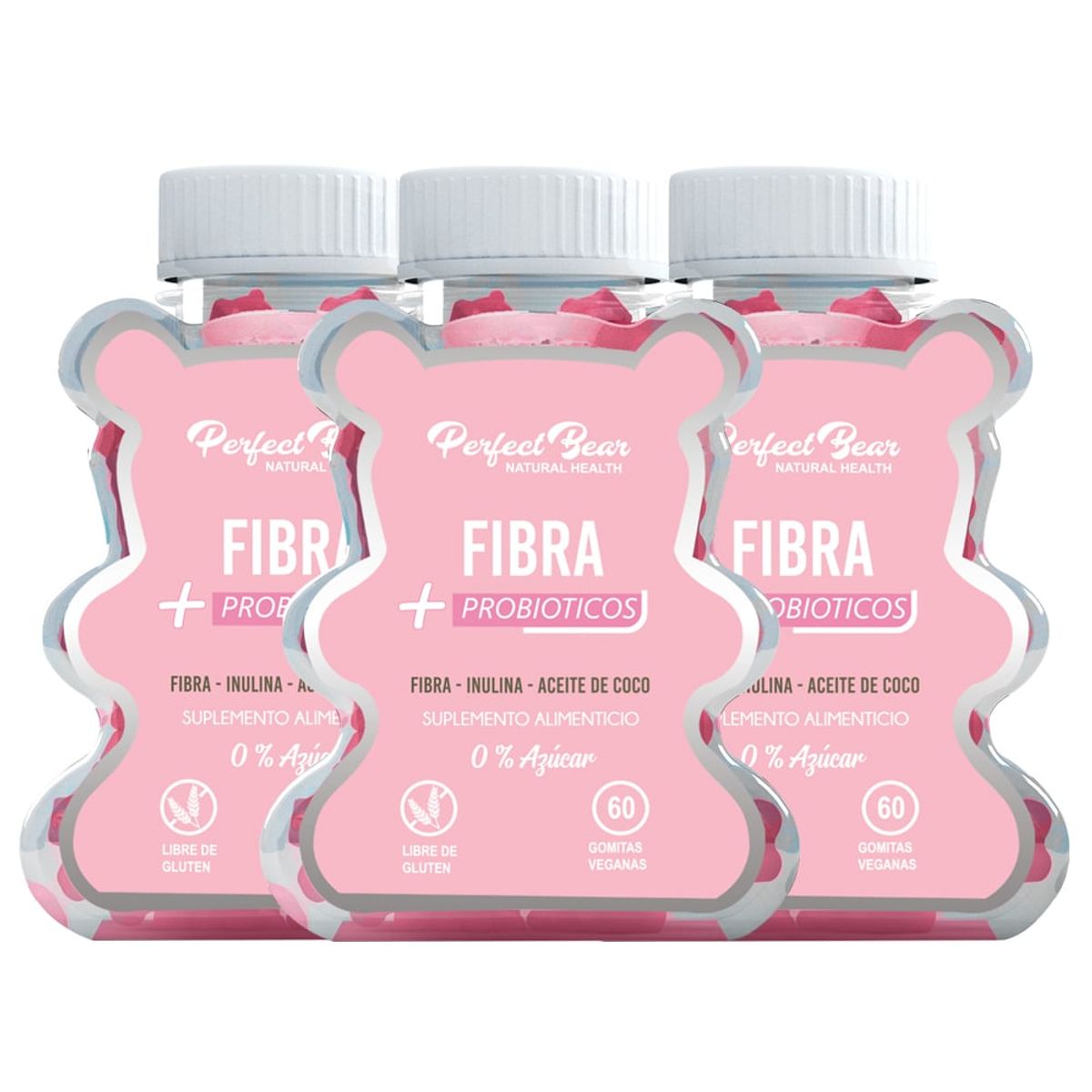 Perfect Bear - Fibra Mas Probióticos, Estreñimiento Y Digestión, 3 meses