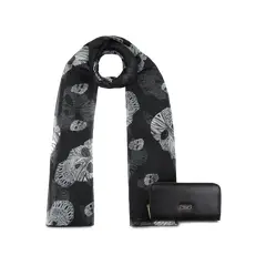 KENNETH COLE - Pack Billetera Goldy negra + Pañuelo Omani negro