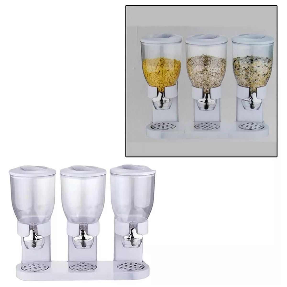 GENERICO - Maquina Dispensadora Triple Cereales Contenedores Hermeticos