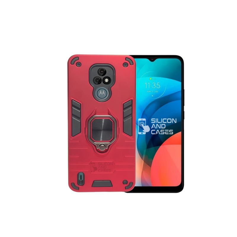GENERICO - CARCASA ANILLO ANTIGOLPE PARA CELULAR MOTOROLA E7 COLOR ROJO