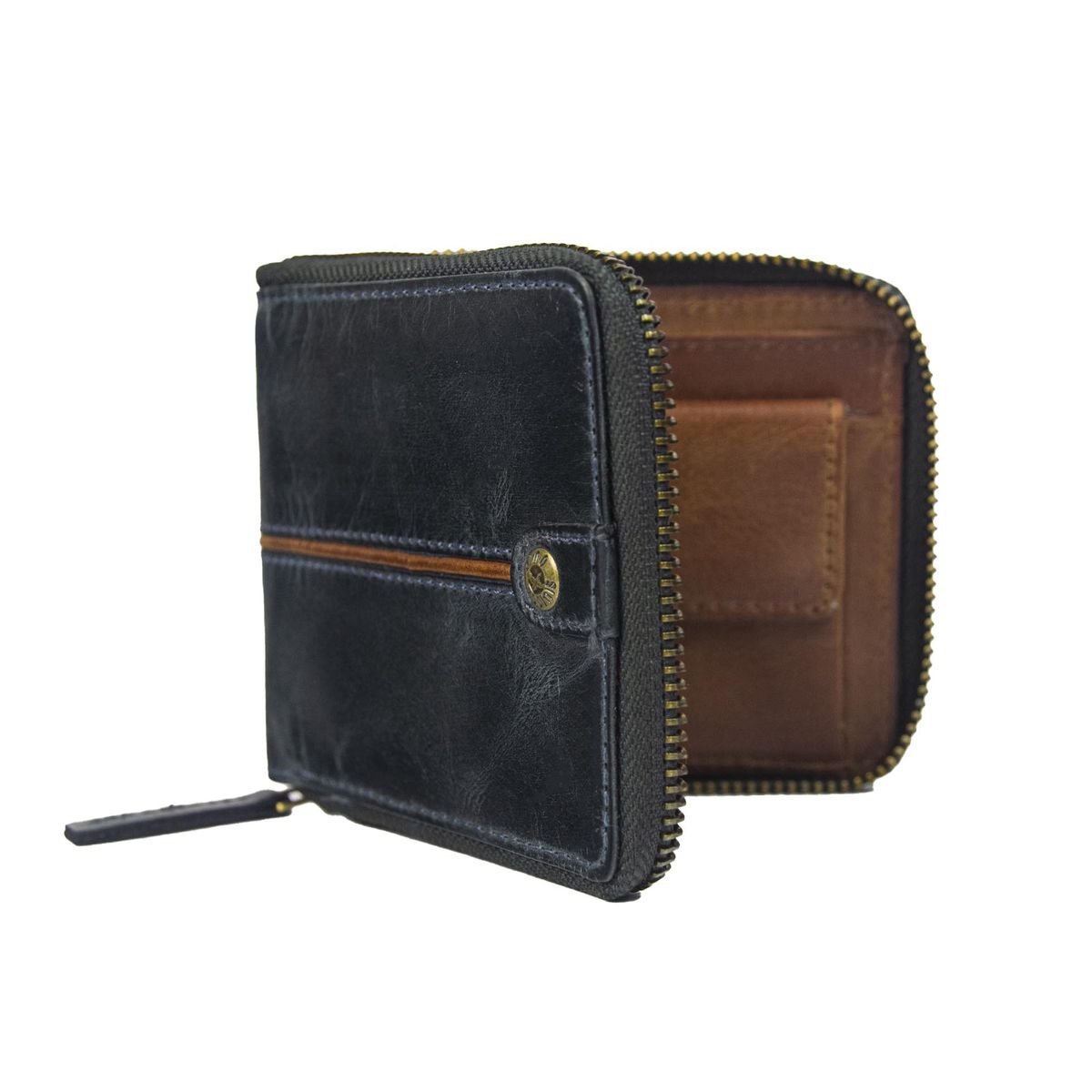 GINO RODINIS - Billetera Gino Rodinis  Texas 164 Azul Oscuro Marrón