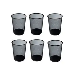 GENERICO - Pack 6 Basurero Metálico Redondo Papelera De Oficina 34cm Color Negro