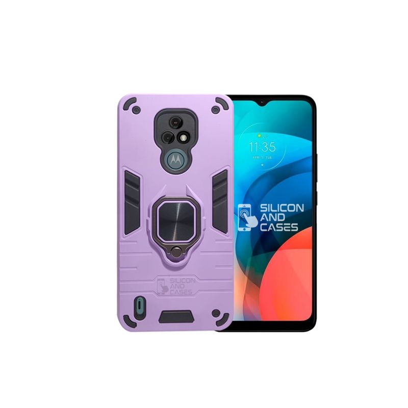 GENERICO - CARCASA ANILLO ANTIGOLPE PARA CELULAR MOTOROLA E7 COLOR LILA