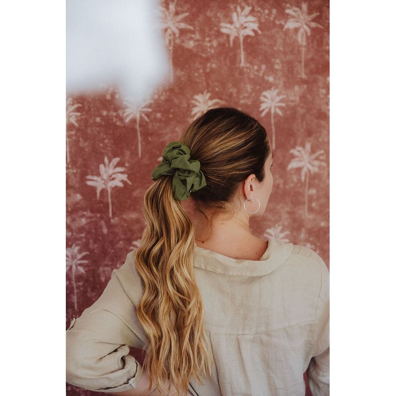MANZA - Scrunchie Manza Mujer Oliva Lino