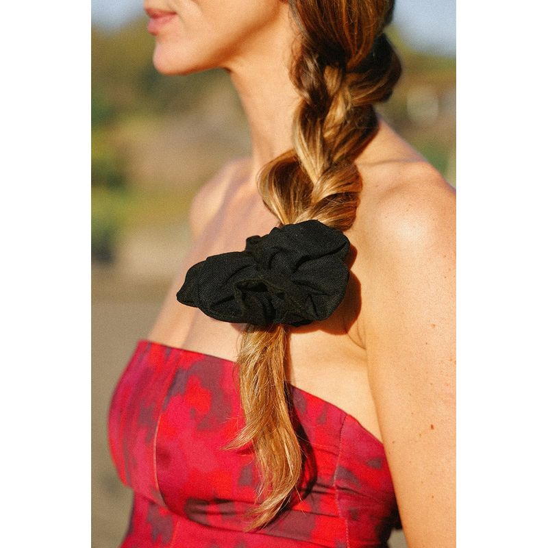MANZA - Scrunchie Manza Mujer Negro Lino