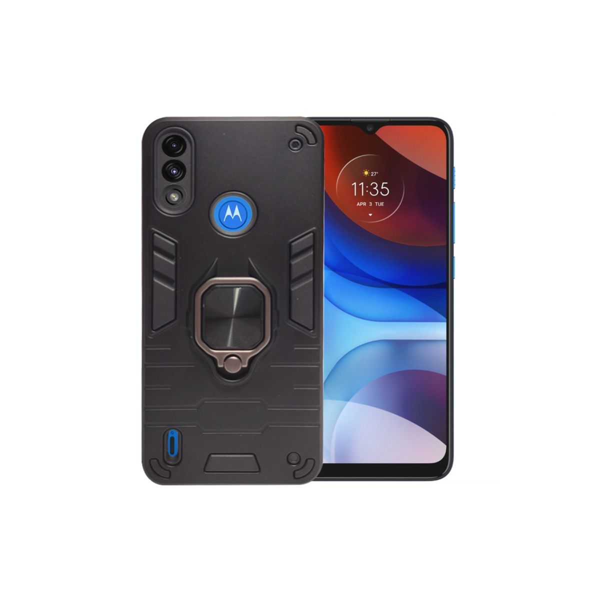 GENERICO - CARCASA ANILLO ANTIGOLPE PARA MOTOROLA E7i POWER COLOR NEGRO