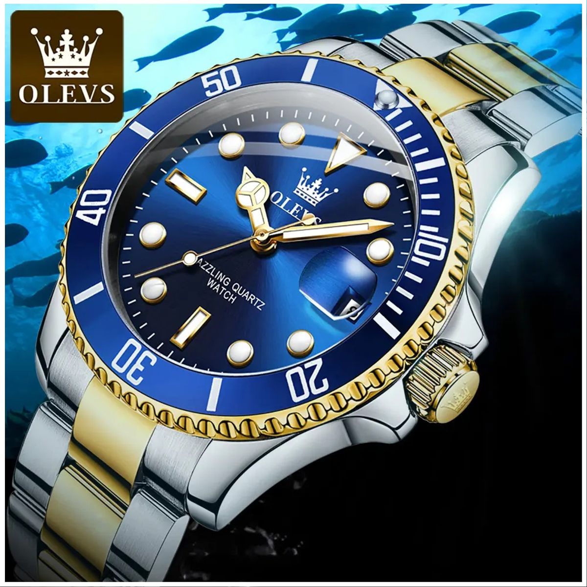 STARTECHOFFICE - Reloj Hombre de Lujo Deportivo Acero Inoxidable Cuarzo Resistencia 30m Cristal Hardlex Calendario