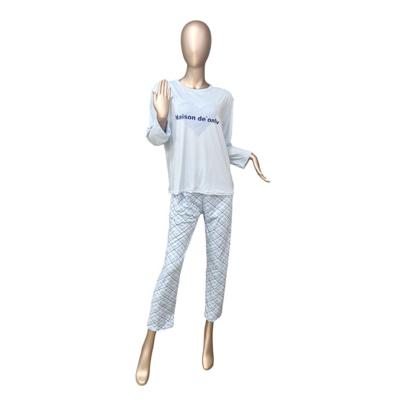 MEDIA LUNA - Pijama Mujer Manga Larga de Diseño Rayado