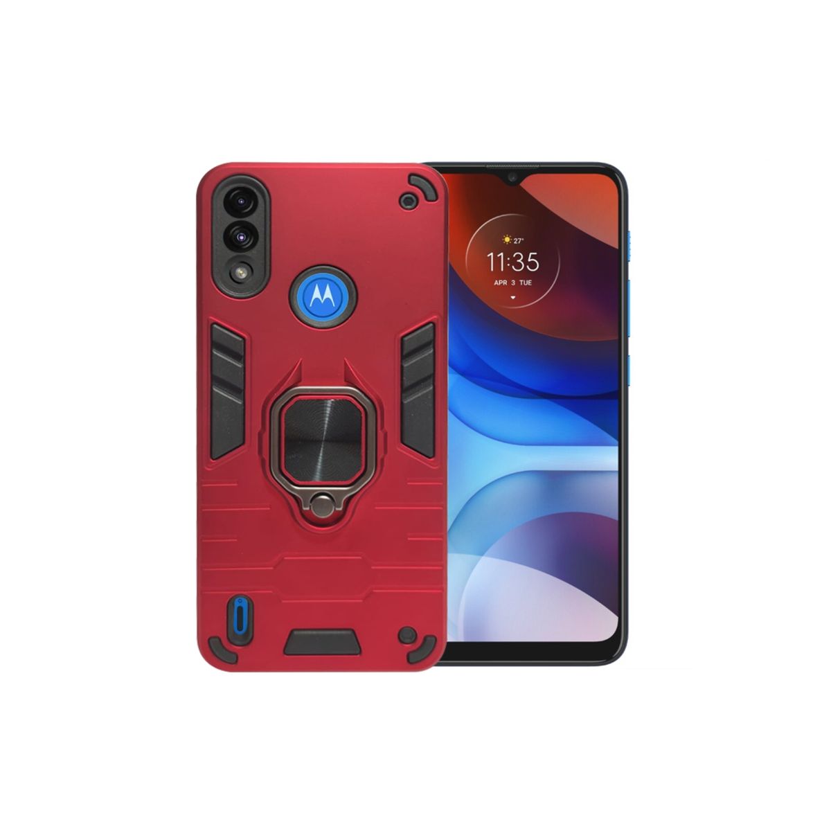 GENERICO - CARCASA ANILLO ANTIGOLPE PARA MOTOROLA E7i POWER COLOR ROJO