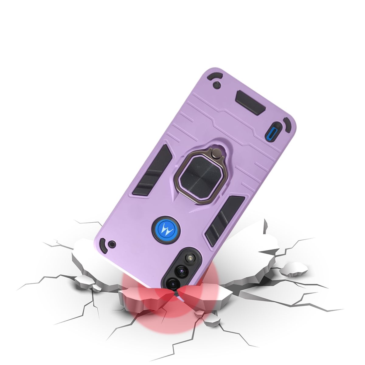 GENERICO - CARCASA ANILLO ANTIGOLPE PARA MOTOROLA E7i POWER COLOR LILA