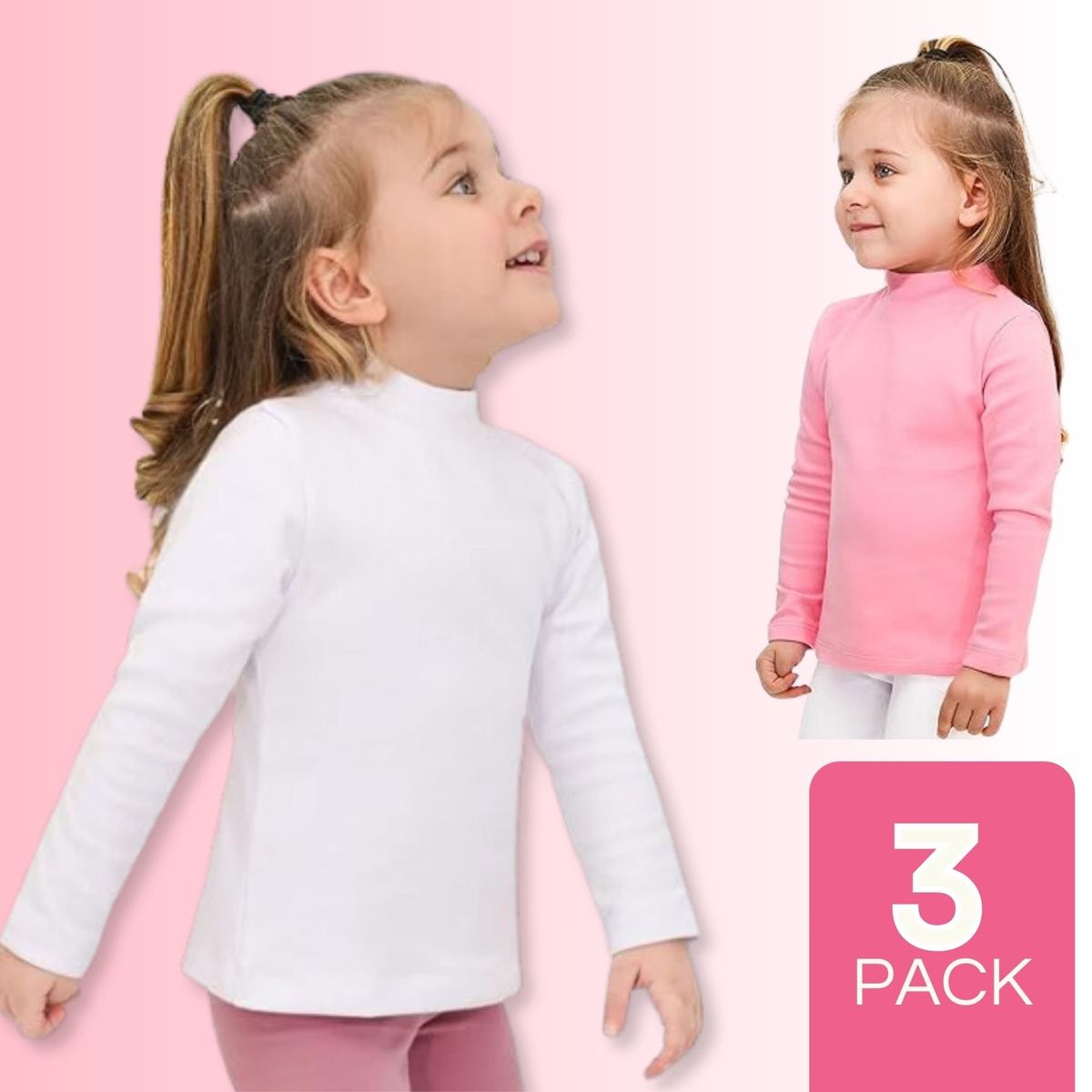 UTILISIMO - Pack 3 Camisetas Polera Bambú Beatle De Niña Primera Capa