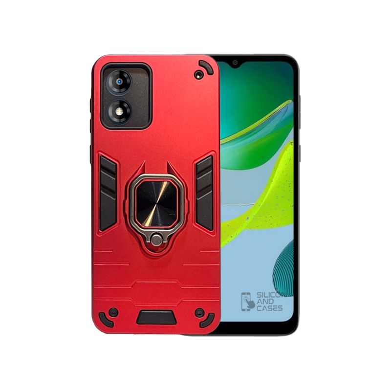 GENERICO - CARCASA ANILLO ANTIGOLPE PARA CELULAR MOTOROLA E13 COLOR ROJO