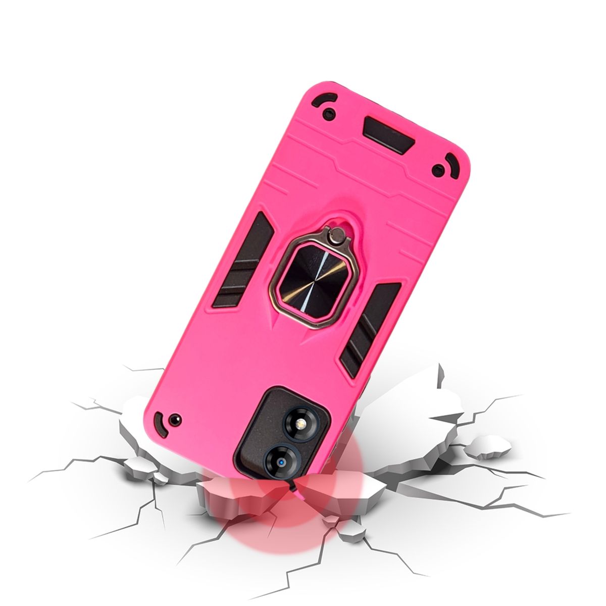 GENERICO - CARCASA ANILLO ANTIGOLPE PARA CELULAR MOTOROLA E13 COLOR FUCSIA