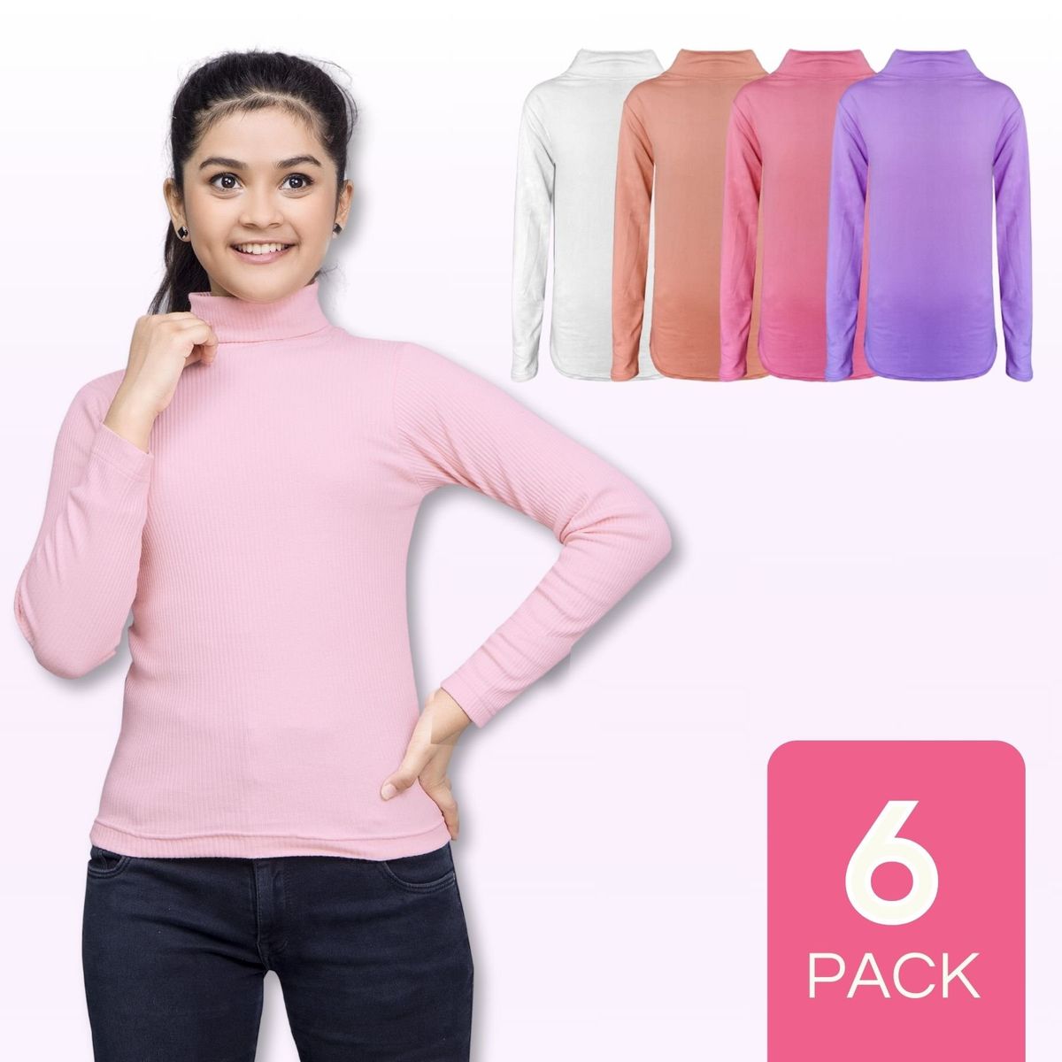 UTILISIMO - Pack 6 Camisetas Poleras Bambú Beatle De Niña Primera Capa