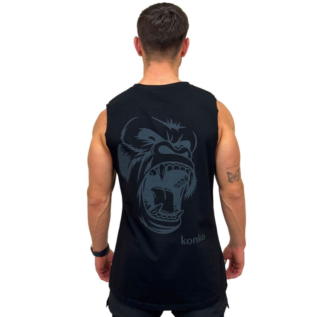 KONKO ACTIVE - Sudadera Tank Wild Blur Negra Sin Mangas Hombre konko