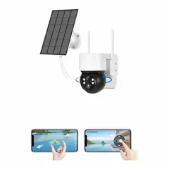 GENERICO - Cámara solar de seguridad para exterior marca Jortan WIFI 360° IP 66 FHD