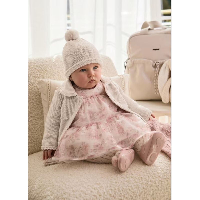 MAYORAL - Elegante Abrigo tricot con gorro recién nacida