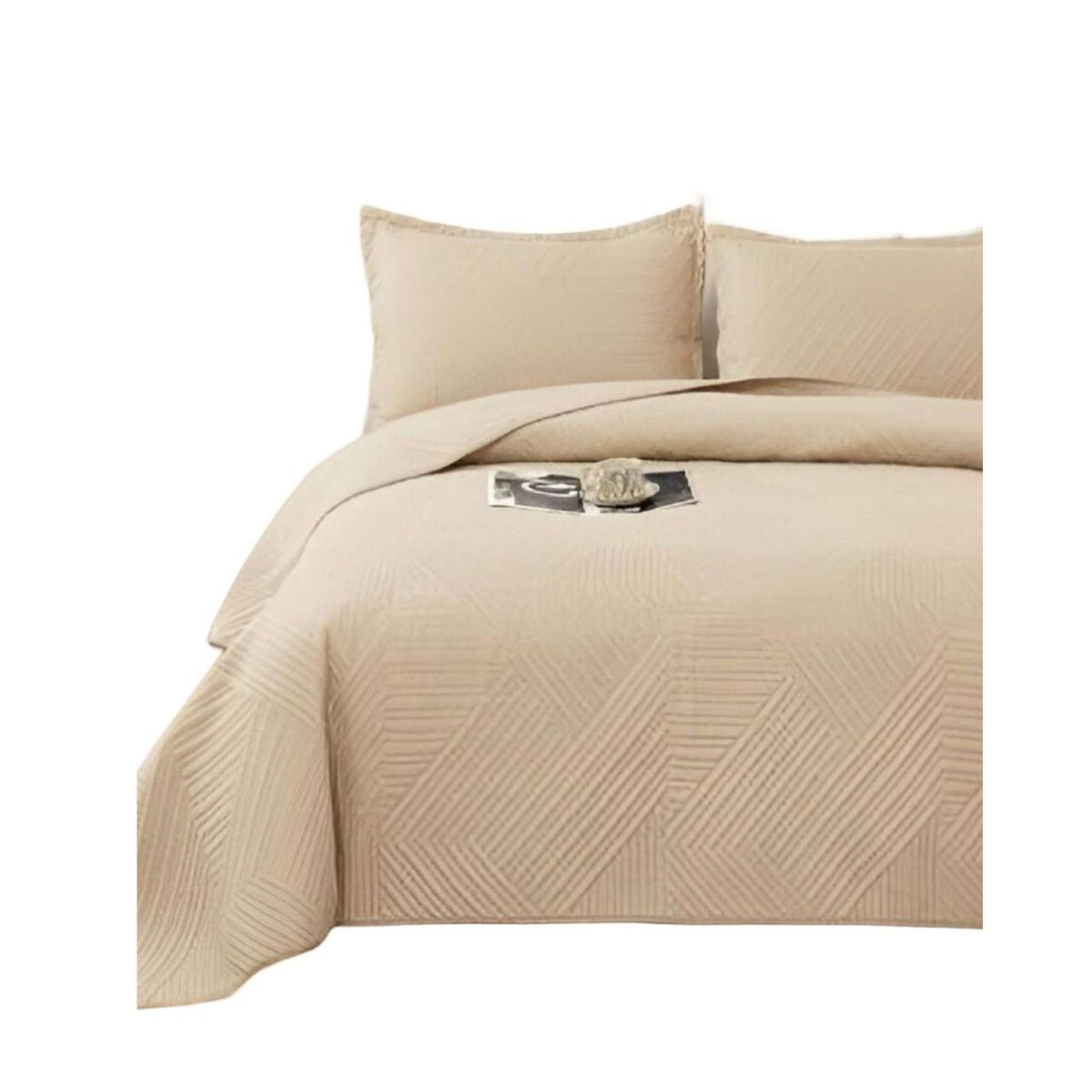 GENERICO - COBERTOR DE LUJO QUILT VERANO 2 PLAZAS BEIGE