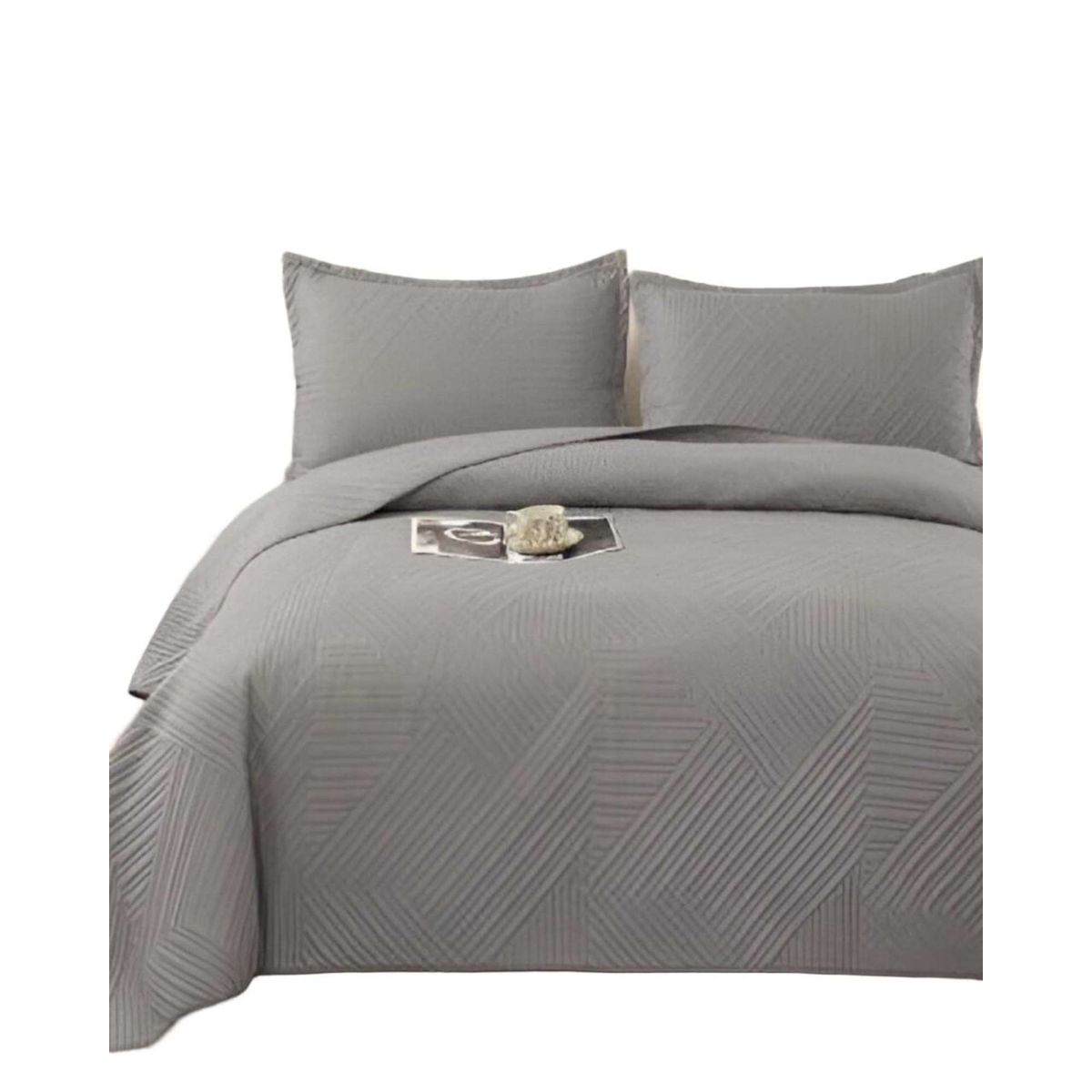GENERICO - COBERTOR DE LUJO QUILT VERANO PLAZA Y MEDIA GRIS