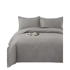 GENERICO - COBERTOR DE LUJO QUILT VERANO PLAZA Y MEDIA GRIS