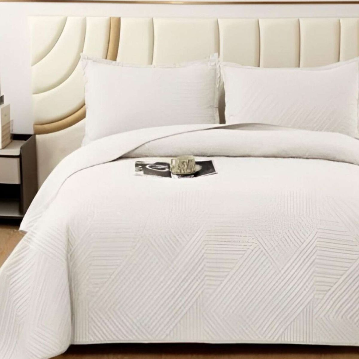 GENERICO - COBERTOR DE LUJO QUILT VERANO PLAZA Y MEDIA BLANCO