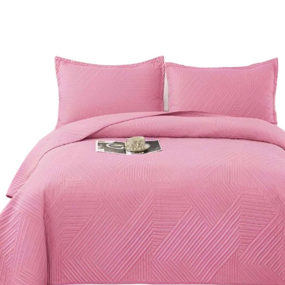 GENERICO - COBERTOR DE LUJO QUILT VERANO KING - SUPER KING ROSADO