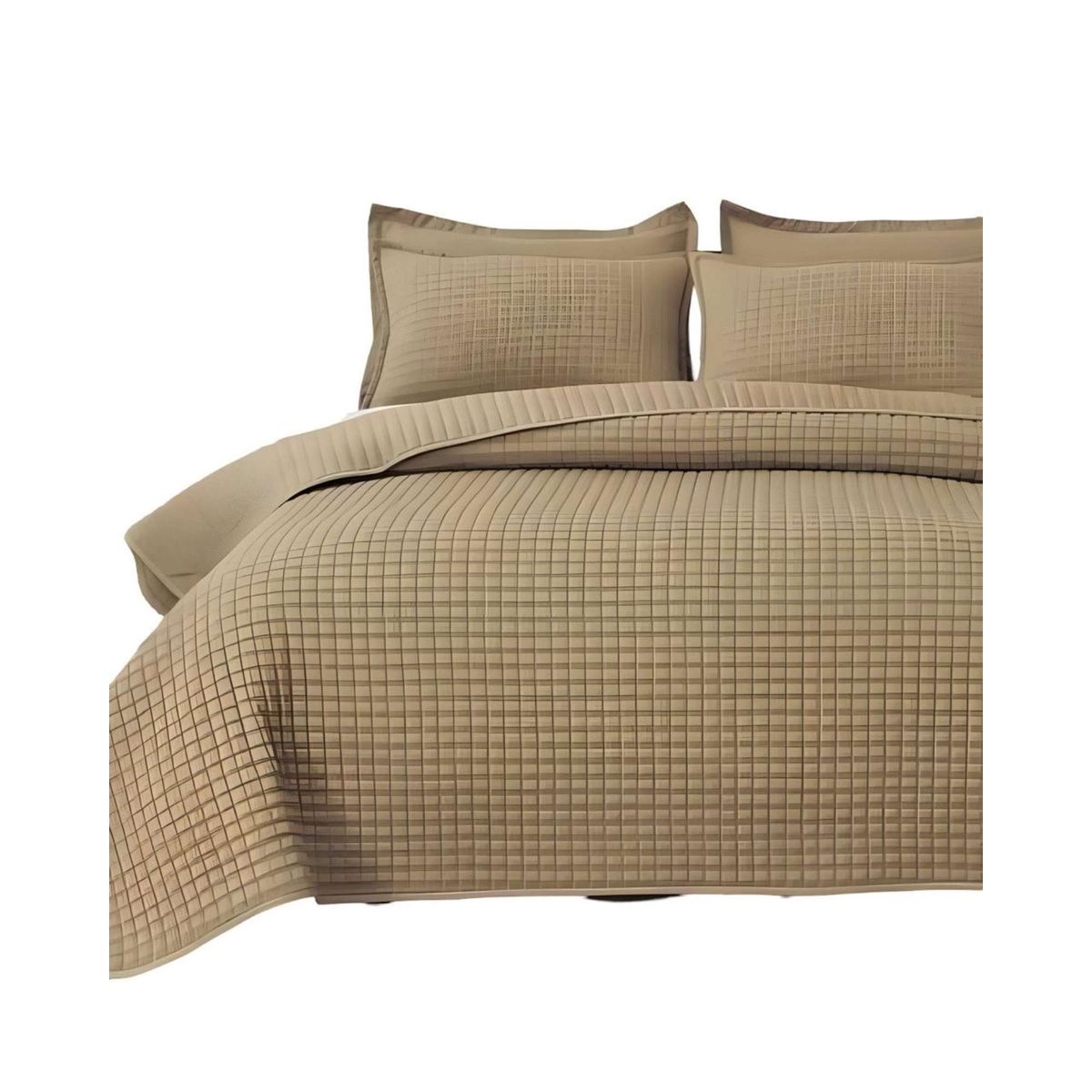 GENERICO - COBERTOR DE LUJO QUILT VERANO PLAZA Y MEDIA CAQUI