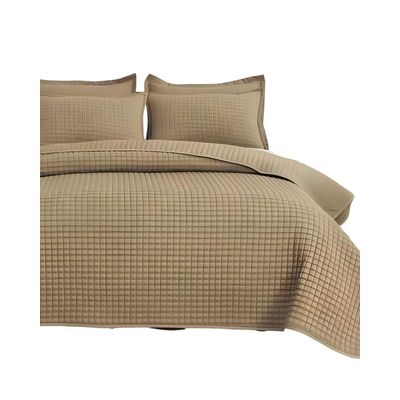 Imagen 2 del producto COBERTOR DE LUJO QUILT VERANO PLAZA Y MEDIA CAQUI