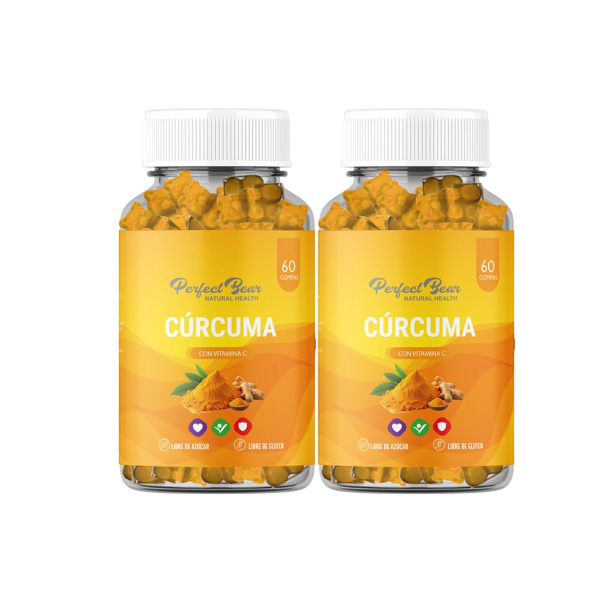 Perfect Bear - Cúrcuma con Vitamina C, 60 Gomitas, Perfect Bear 2 meses