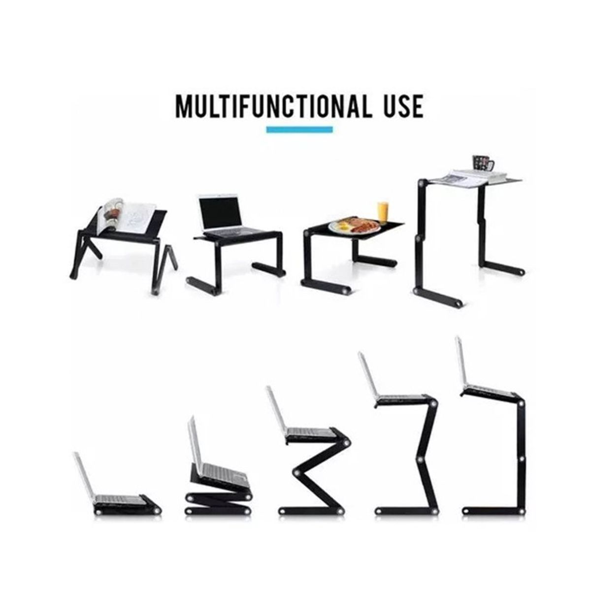 DBLUE - MESA PARA NOTEBOOK AJUSTABLE CON VENTILADOR Y SOPORTE MOUSE