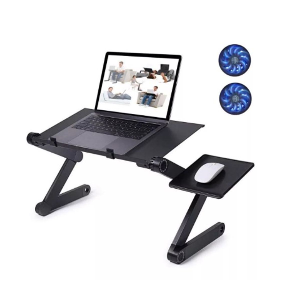 DBLUE - MESA PARA NOTEBOOK AJUSTABLE CON VENTILADOR Y SOPORTE MOUSE