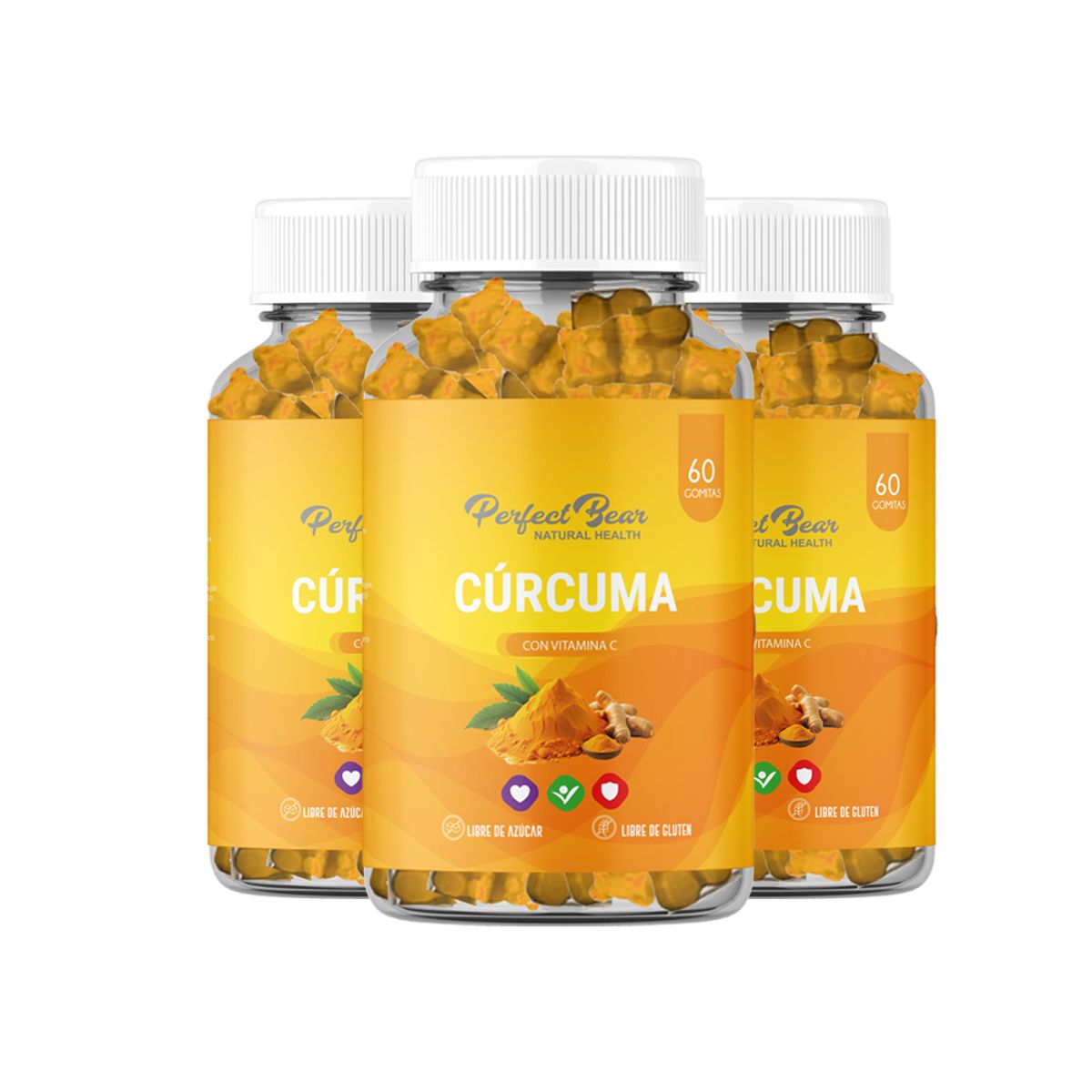 Perfect Bear - Cúrcuma con Vitamina C, 60 Gomitas, Perfect Bear 3 meses