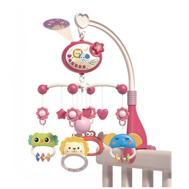GENERICO - Juguete Movil Sonajero Infantil Con Luz Y Sonido Animales Rosado