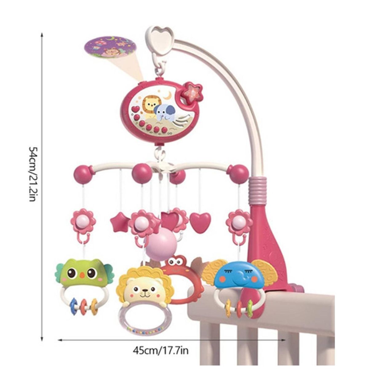 GENERICO - Juguete Movil Sonajero Infantil Con Luz Y Sonido Animales Rosado