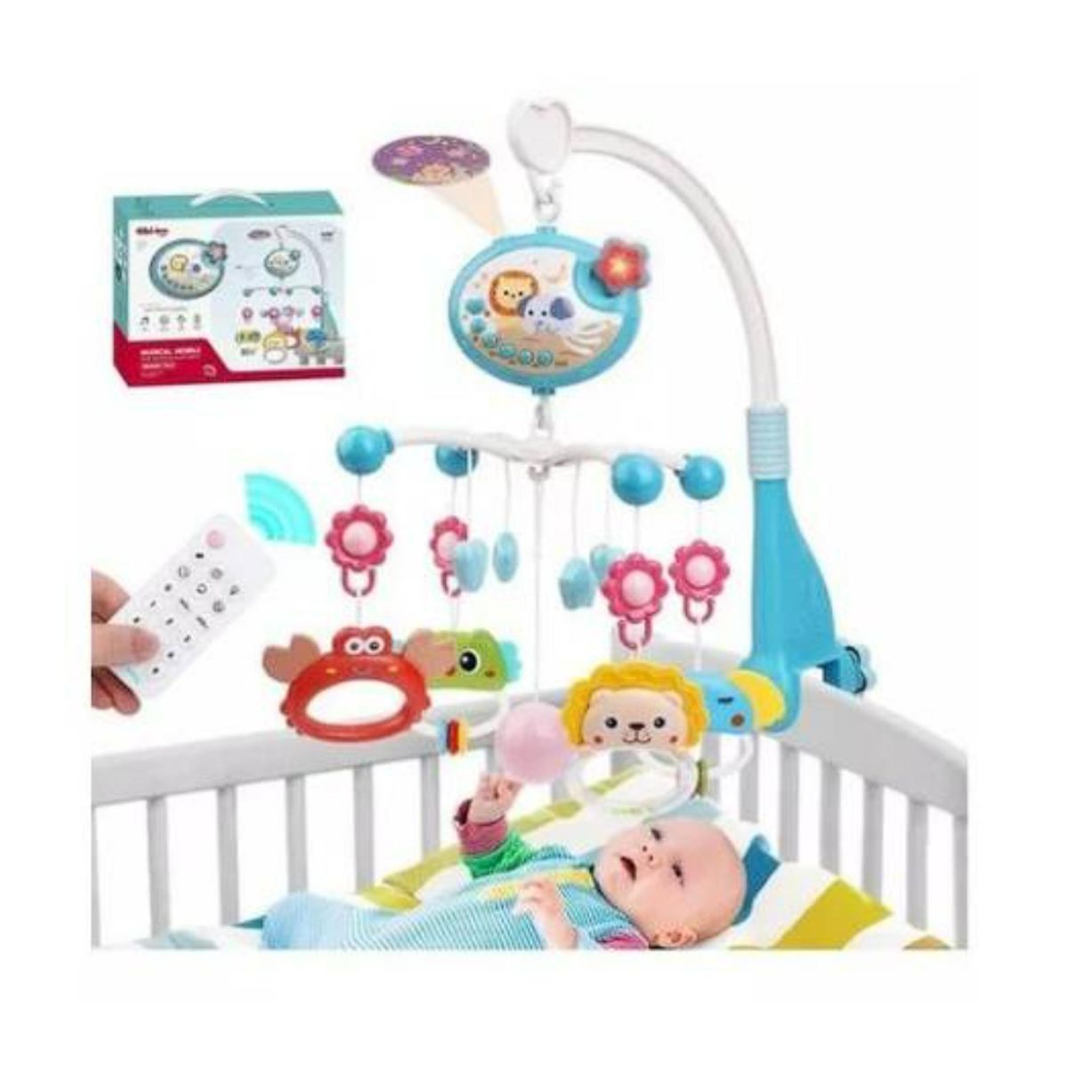 GENERICO - Juguete Movil Sonajero Infantil Con Luz Y Sonido Animales Azul