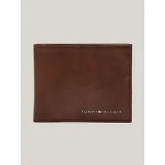 TOMMY HILFIGER - Billetera Malta Cde Cuero Con Logo Café
